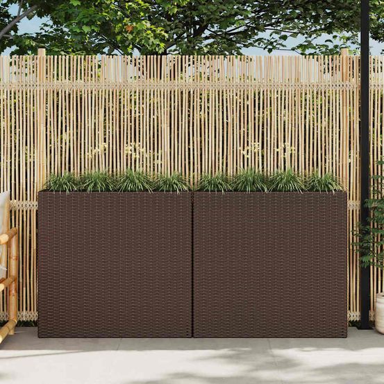 Jardinière surélevée en résine tressée avec 8 pots amovibles marron