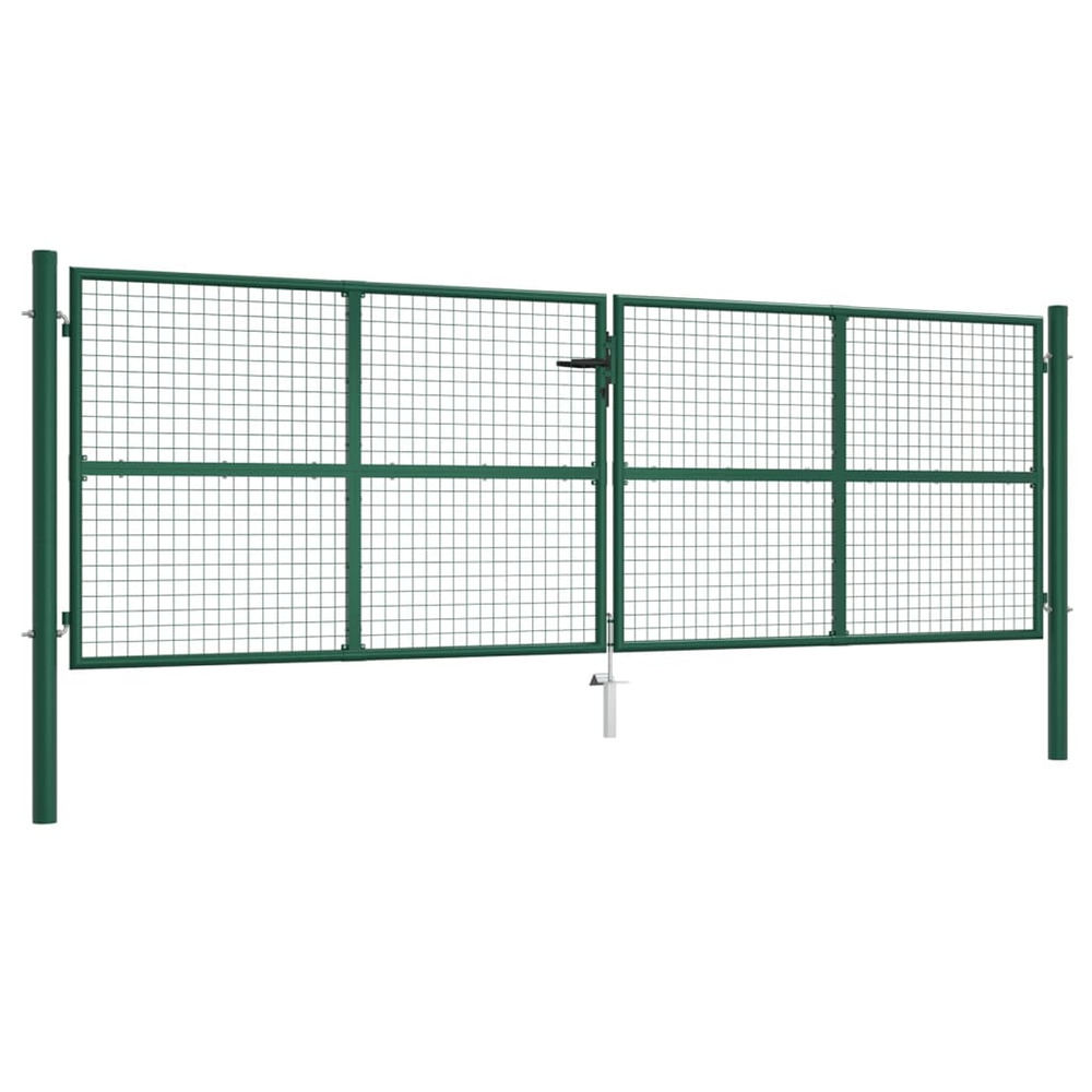 Portail de jardin en acier grillagé 400 x 125 cm vert