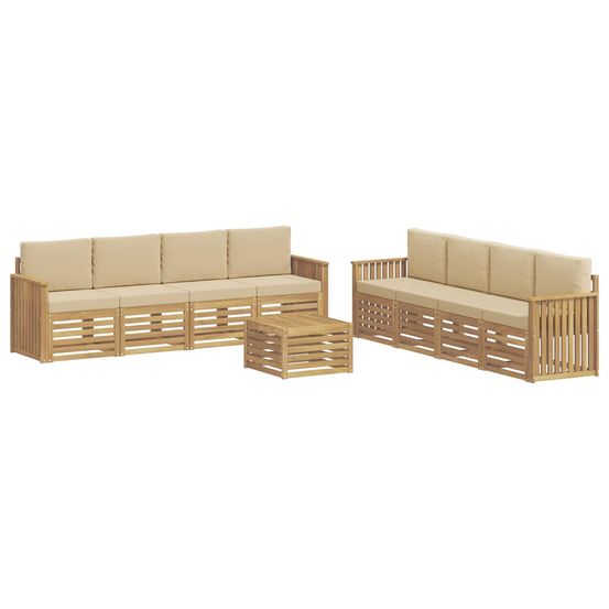 Ensemble de canapés d'extérieur 9 pc blanc et beige polyester