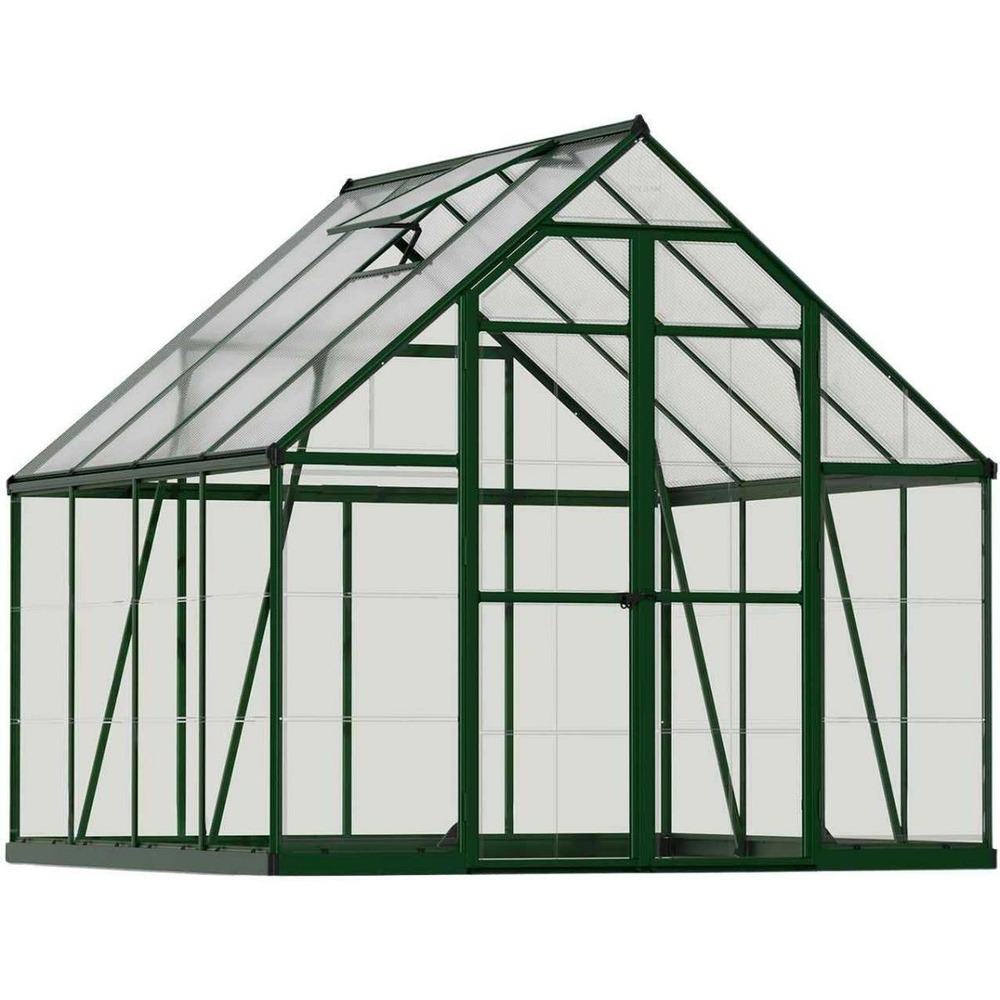 Serre de jardin en aluminium vert et polycarbonate balance 6m²