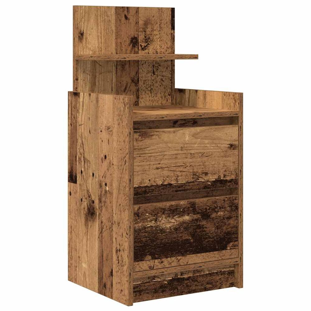 Table de chevet avec 2 tiroirs vieux bois 38x34x80 cm