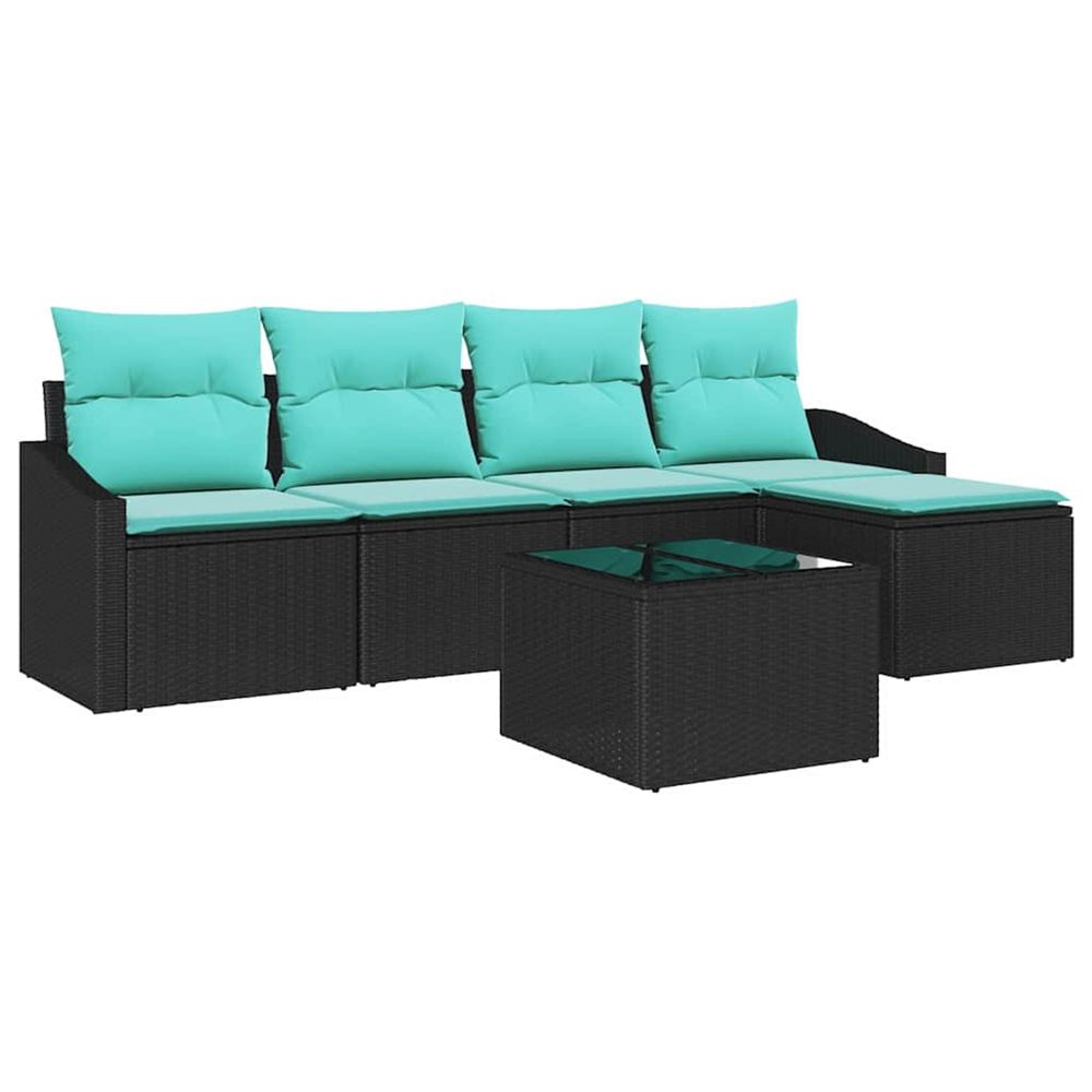 Ensemble de canapés 6 pc noir polyrotin