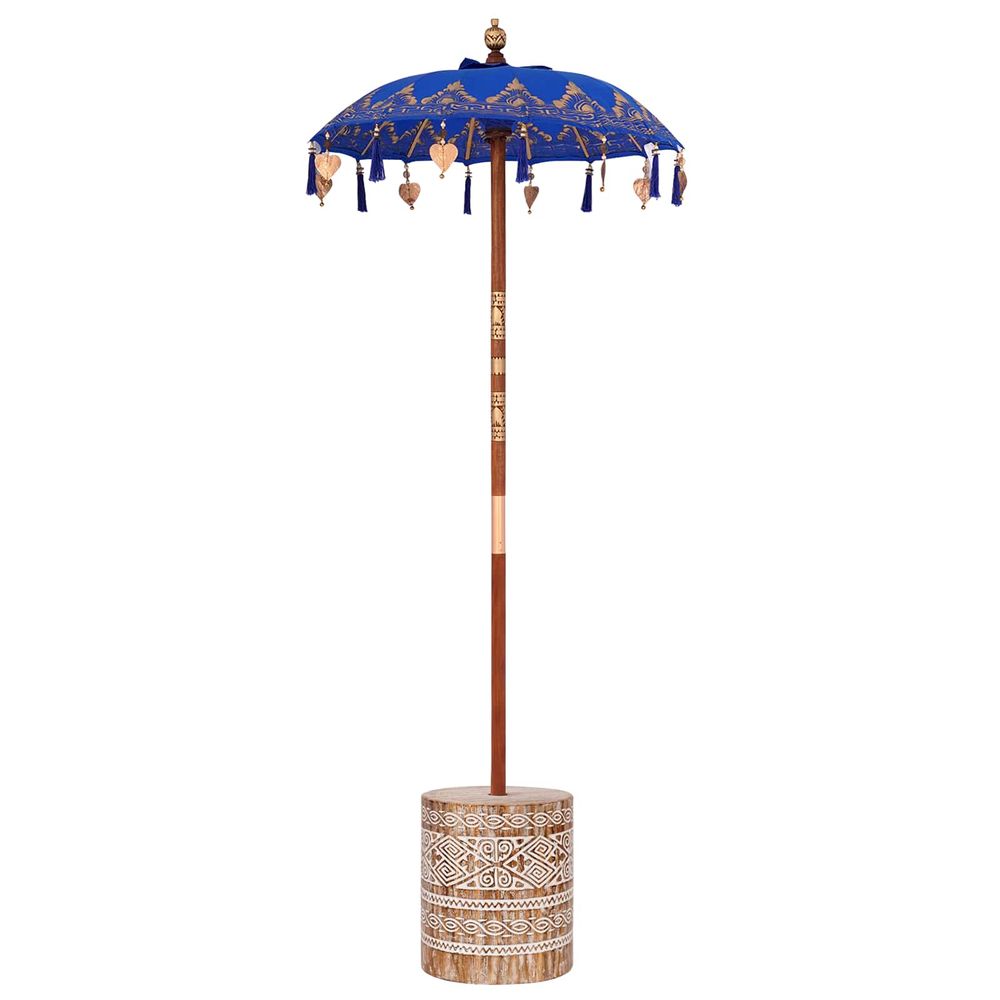 Parasol balinais avec base bleu 95 x 95 x 260 cm