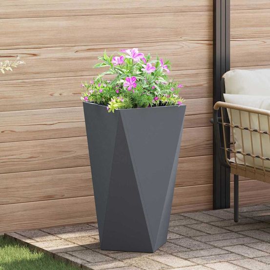 Jardinière haute acier anthracite pour jardin terrasse balcon 75 cm