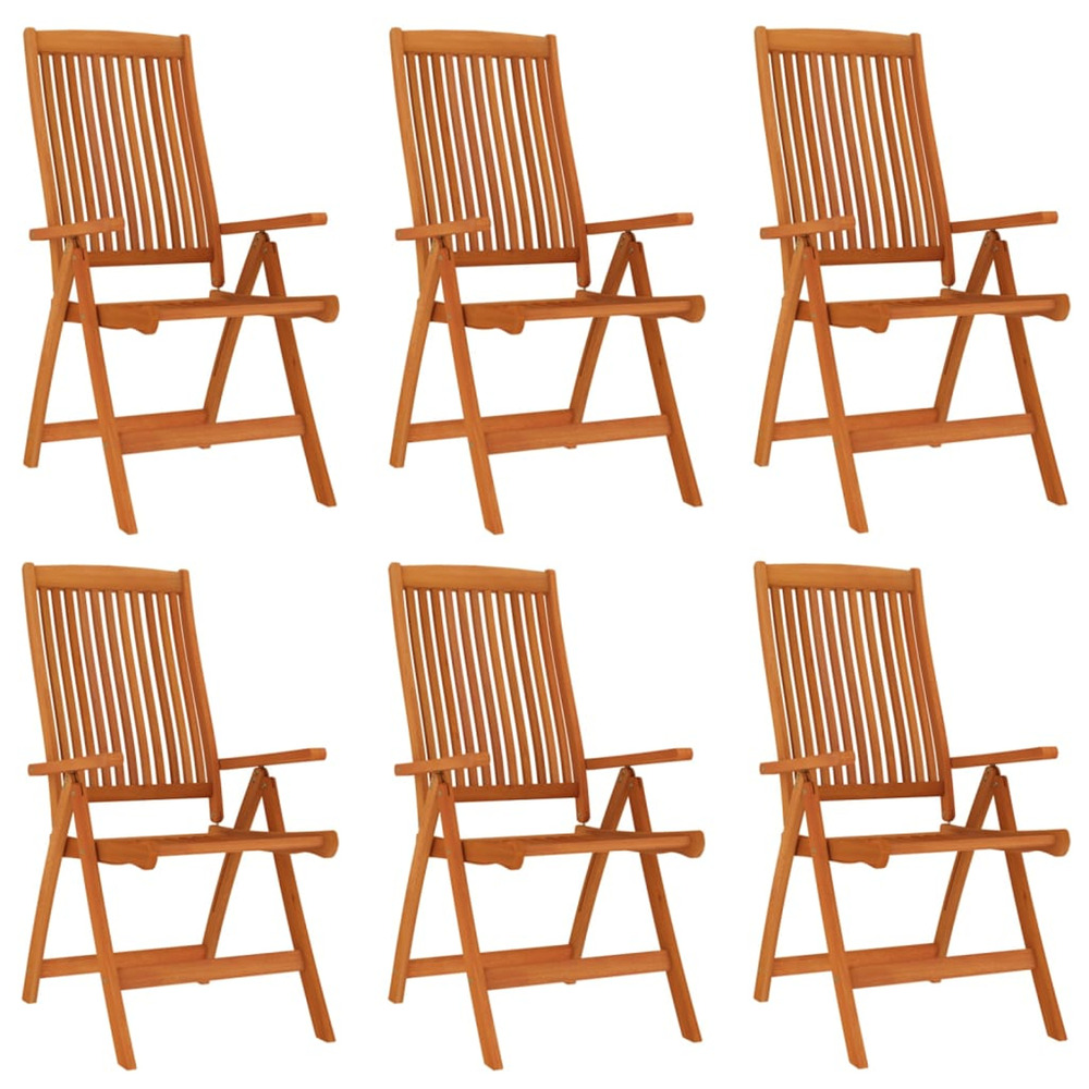 Chaises de jardin pliables lot de 6 bois d'eucalyptus massif