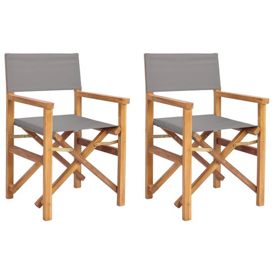Chaise de directeur marron et gris clair bois de teck massif