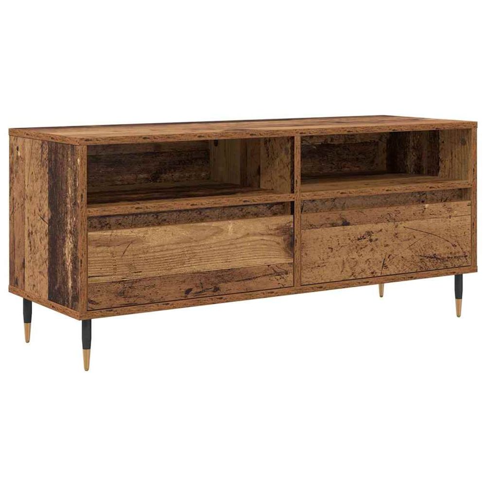 Meuble tv avec tiroir bois ancien 100 x 34,5 x 44,5 cm