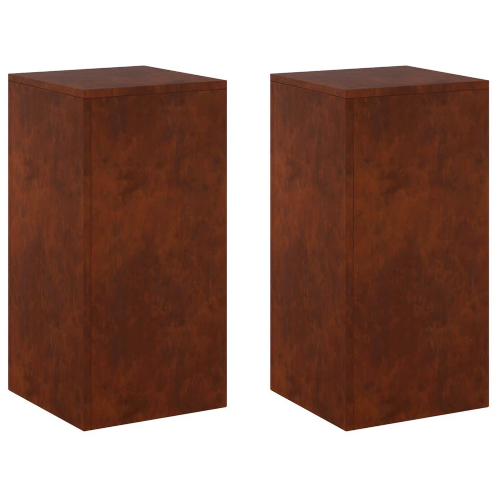Support de plante 2 pcs rouillé 30 x 30 x 60 cm acier patiné