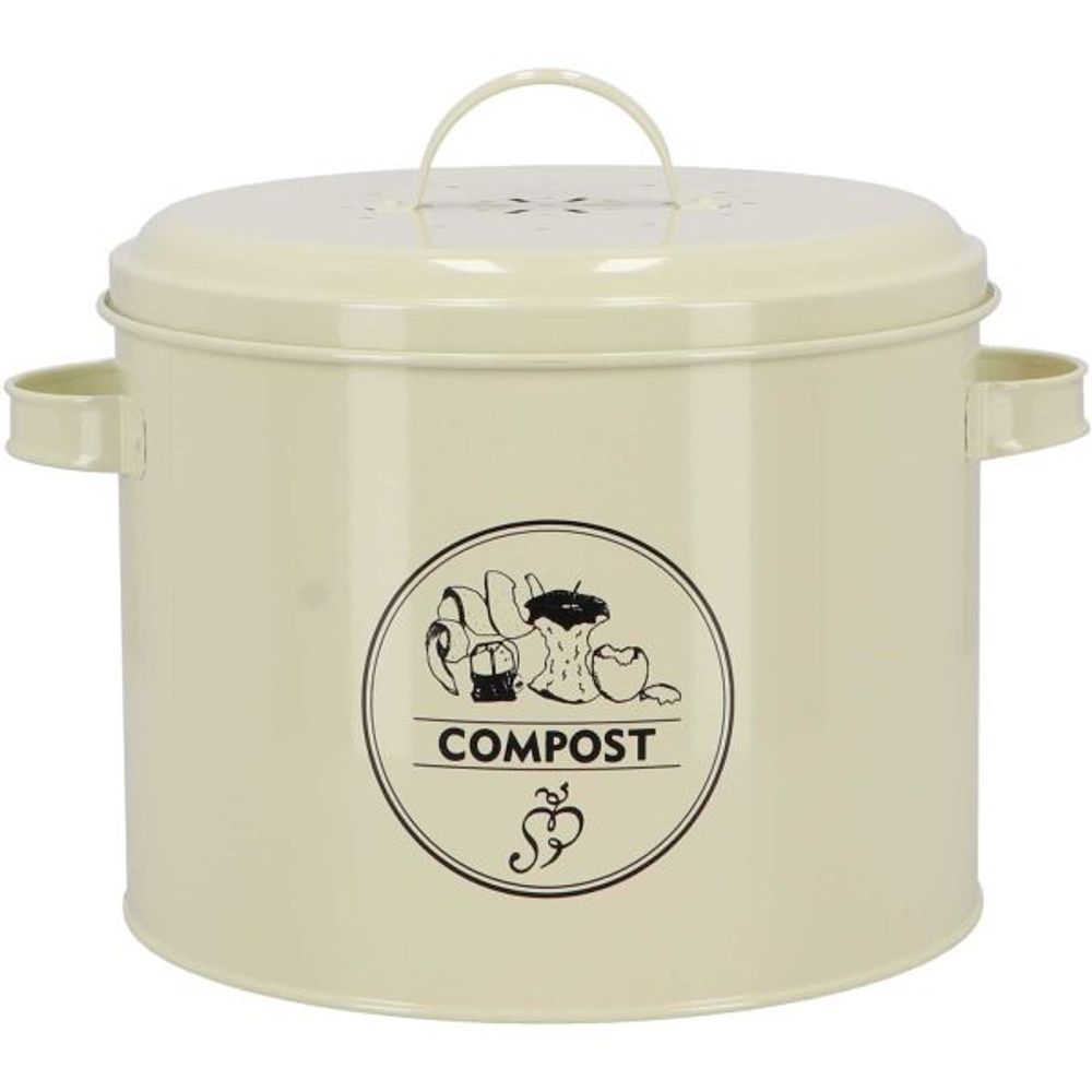Poubelle de cuisine à compost ronde 6 litres crème