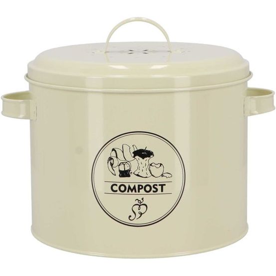 Poubelle de cuisine à compost ronde 6 litres crème