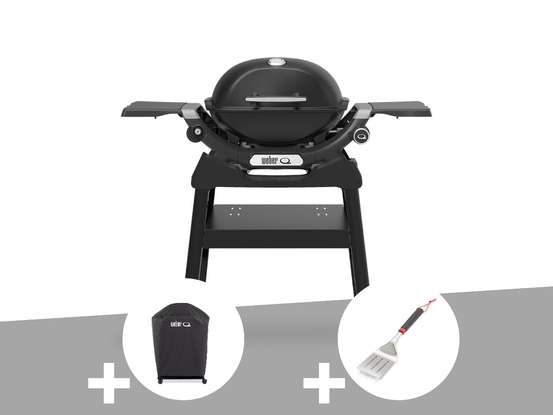 Barbecue à gaz q 1200n noir avec pied + housse + spatule