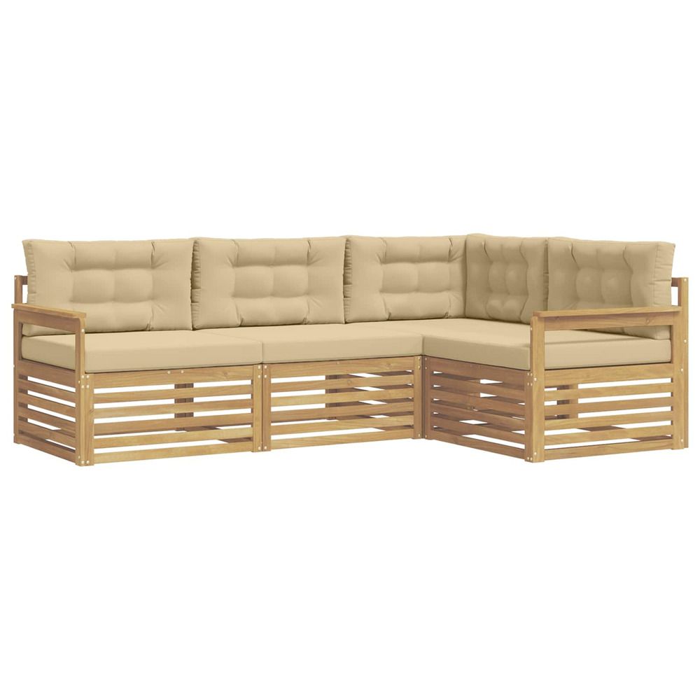 Ensemble de canapés d'extérieur 5 pc blanc et beige polyester
