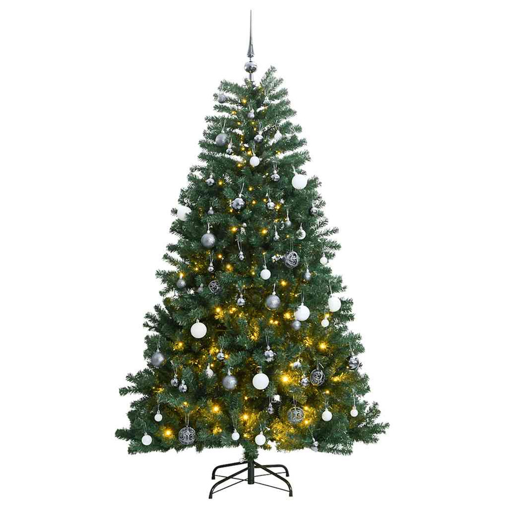 Sapin de noël artificiel articulé 300 led et boules 180 cm
