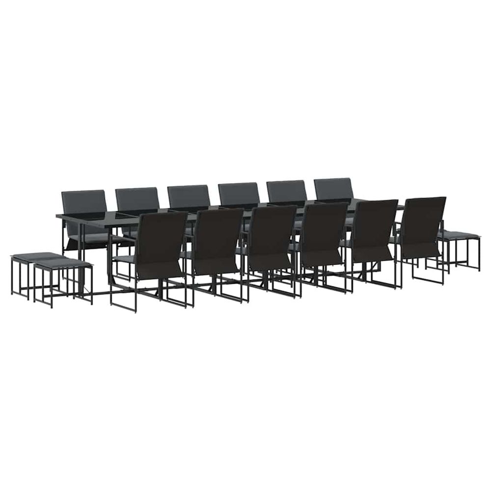 Ensemble de salle à manger pour jardin 17 pc noir acier