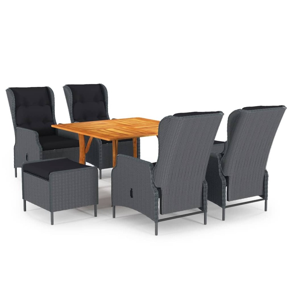 Ensemble de salle à manger de jardin 7 pcs gris foncé