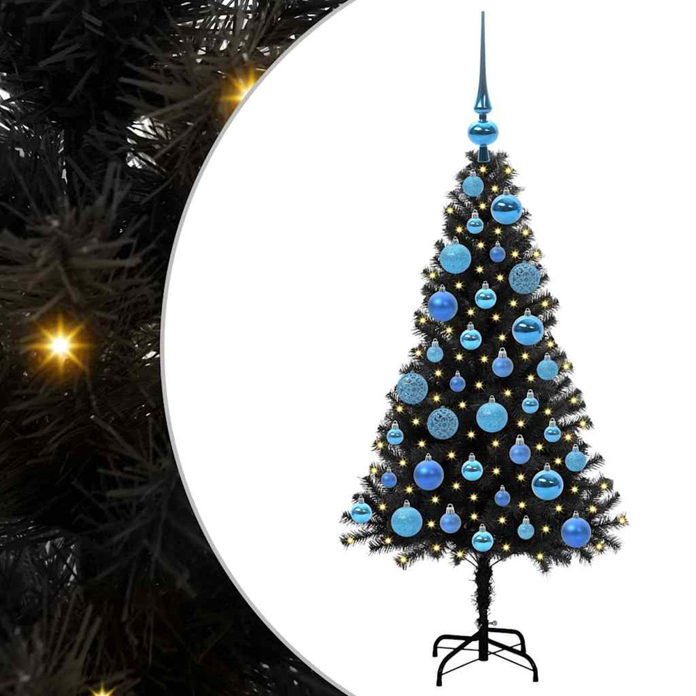 Sapin de noël avec 150 led avec support noir 120 cm pvc