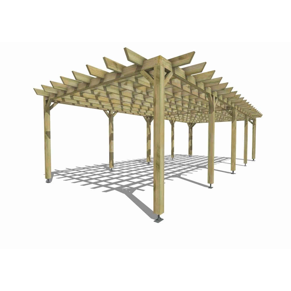 Pergola bois • 10m x 4m • indépendante • style retro • livraison comprise