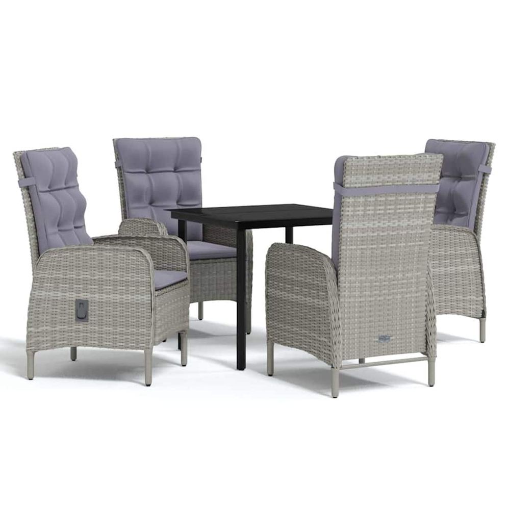 Ensemble à manger de jardin et coussins 5pcs gris/noir