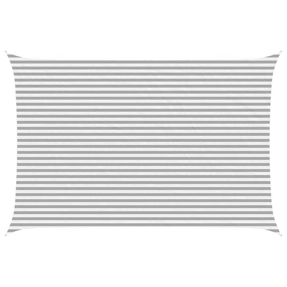 Voile d'ombre gris clair et blanc 4 x 6 m