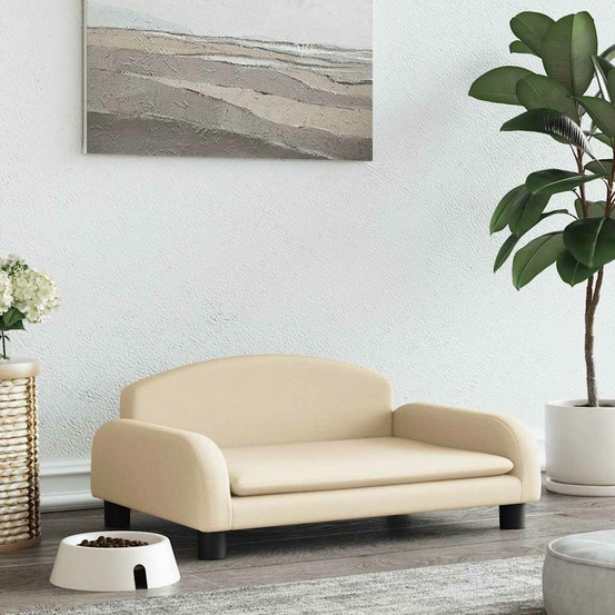 Lit pour chien crème 70x45x30 cm tissu