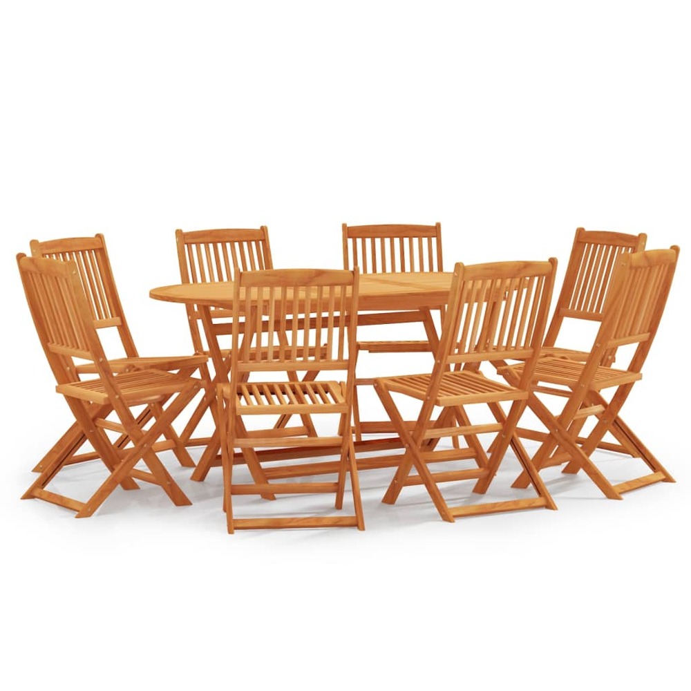 Ensemble à manger d'extérieur pliable 9 pcs bois d'eucalyptus