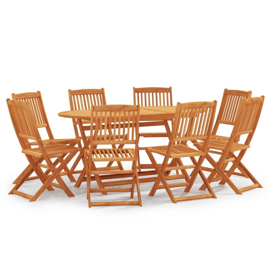Ensemble à manger d'extérieur pliable 9 pcs bois d'eucalyptus