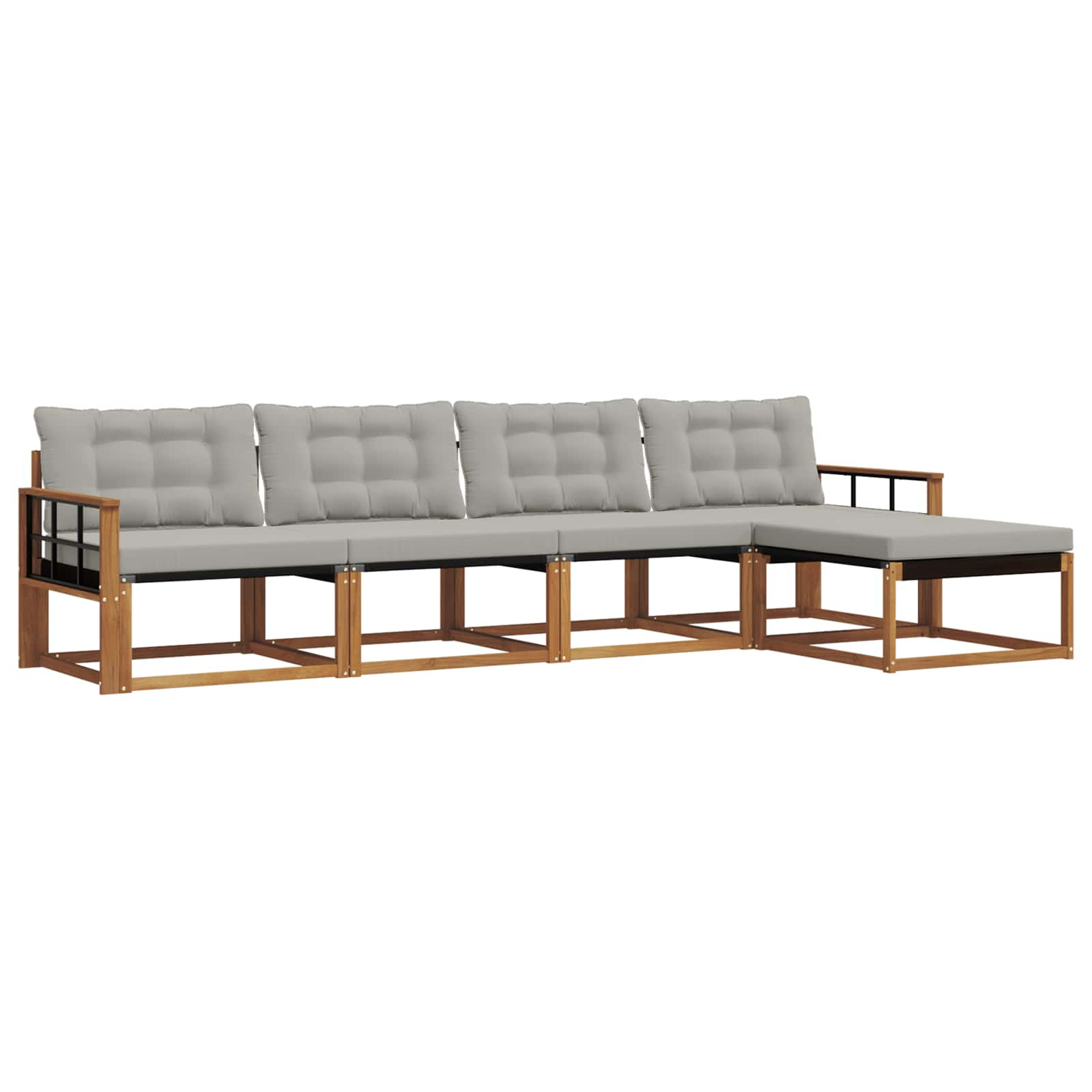 Ensemble de canapés d'extérieur 5 pcs gris naturel et clair