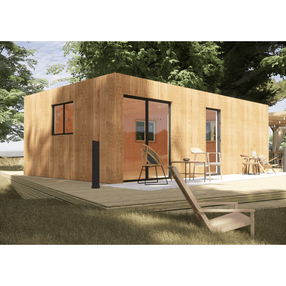Bureau de jardin 4 saisons en bois 7,7 x 4,6 x 2,7 m / isolation re2020 / menuiseries alu k-line