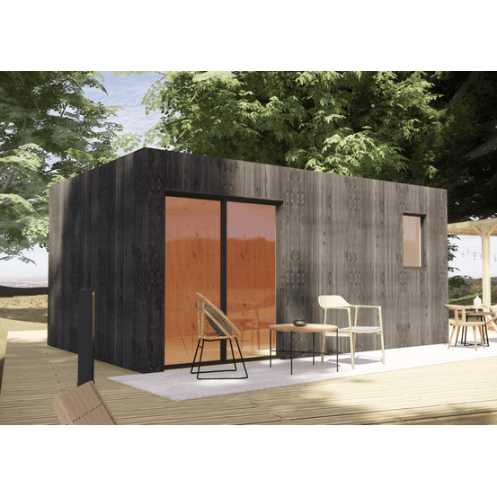 Studio de jardin indépendant en bois 5,5 x 3,5 x 2,7 m / menuiseries alu k-line