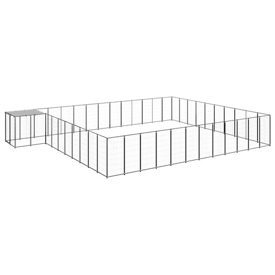 Chenil extérieur 37,51 m² acier avec toit de protection pour jardin noir