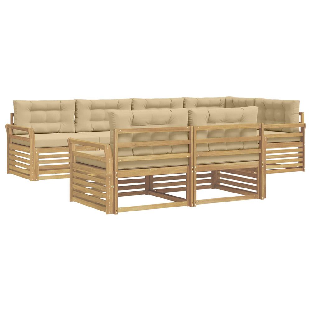 Ensemble de canapés d'extérieur 7 pc blanc et beige polyester