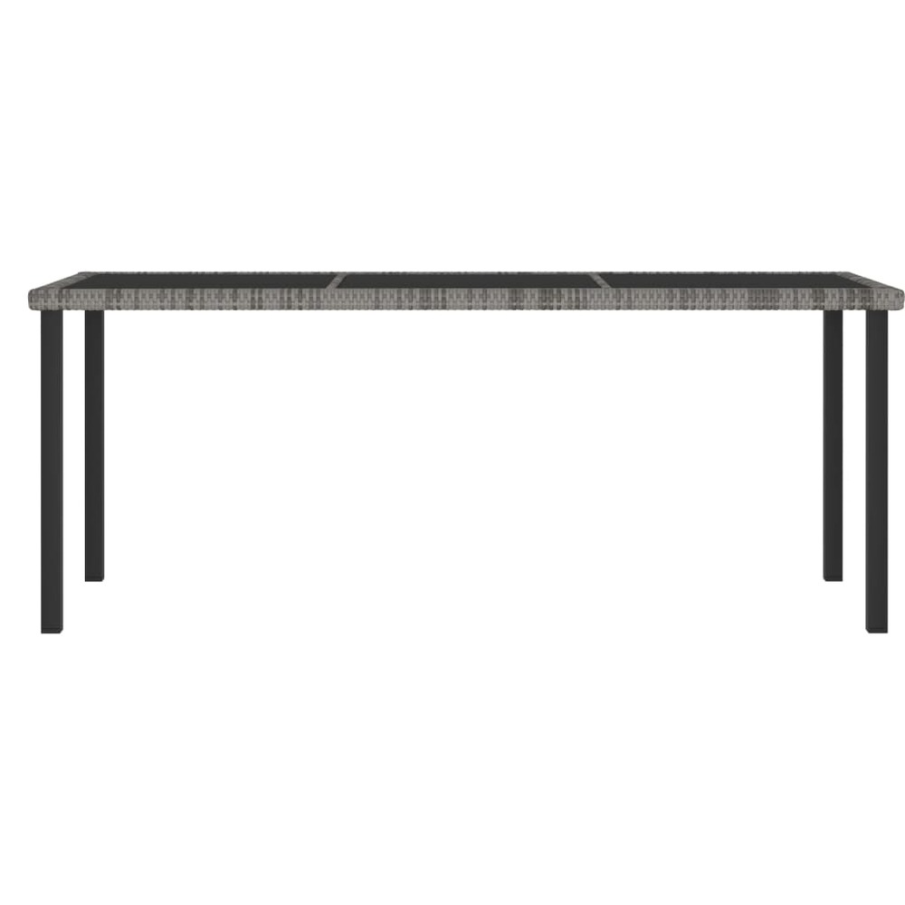 Table à dîner de jardin gris 180x70x73 cm résine tressée