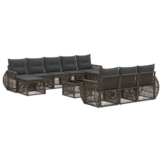 Ensemble de canapé de jardin 11 pc gris et gris foncé polyrotin