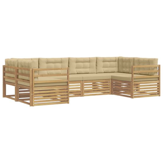 Ensemble de canapés d'extérieur 6 pc blanc et beige polyester