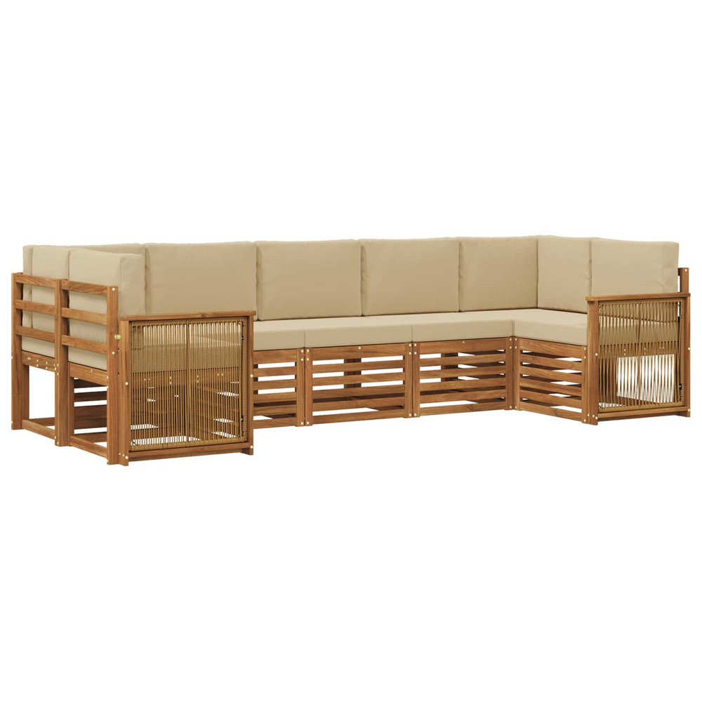 Ensemble de canapé d'angle avec coussin 6 pcs naturel