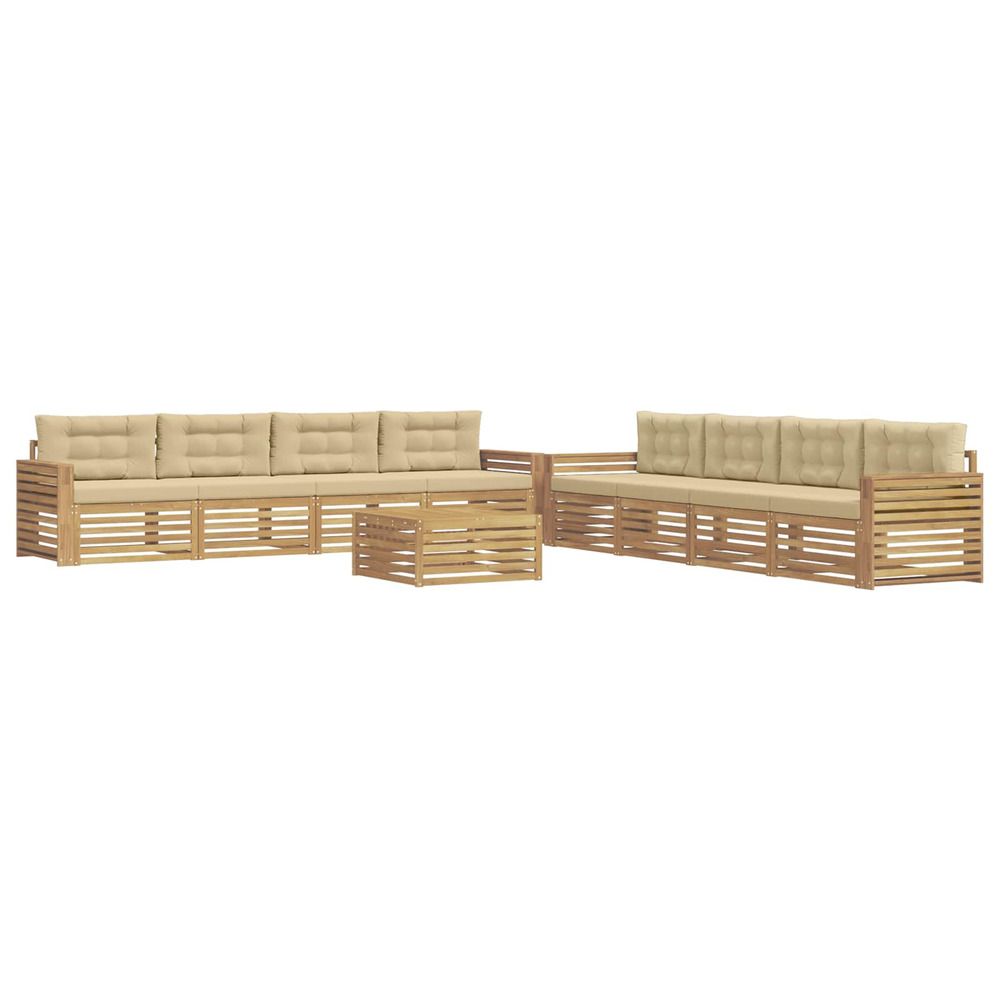 Ensemble de canapés d'extérieur 9 pc blanc et beige polyester