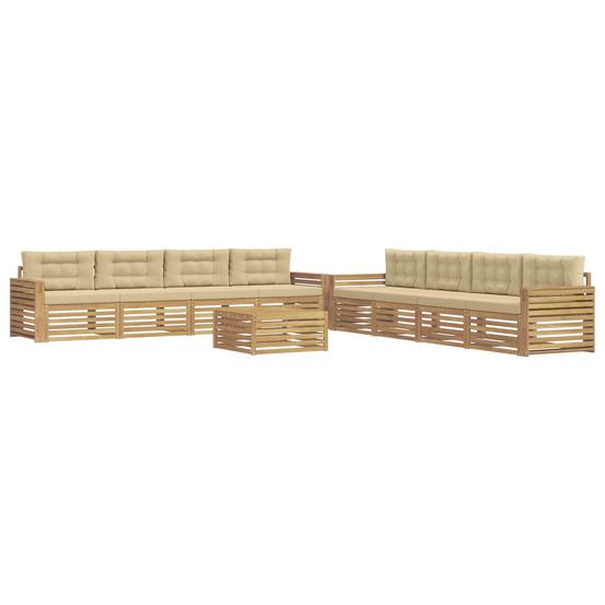 Ensemble de canapés d'extérieur 9 pc blanc et beige polyester