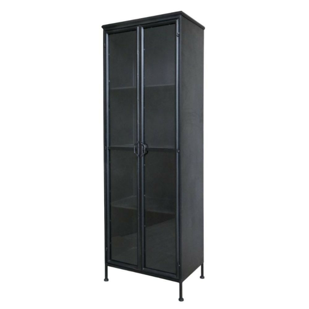 Armoire 2 portes rangement chambre salle de bain métallique noir 184cm