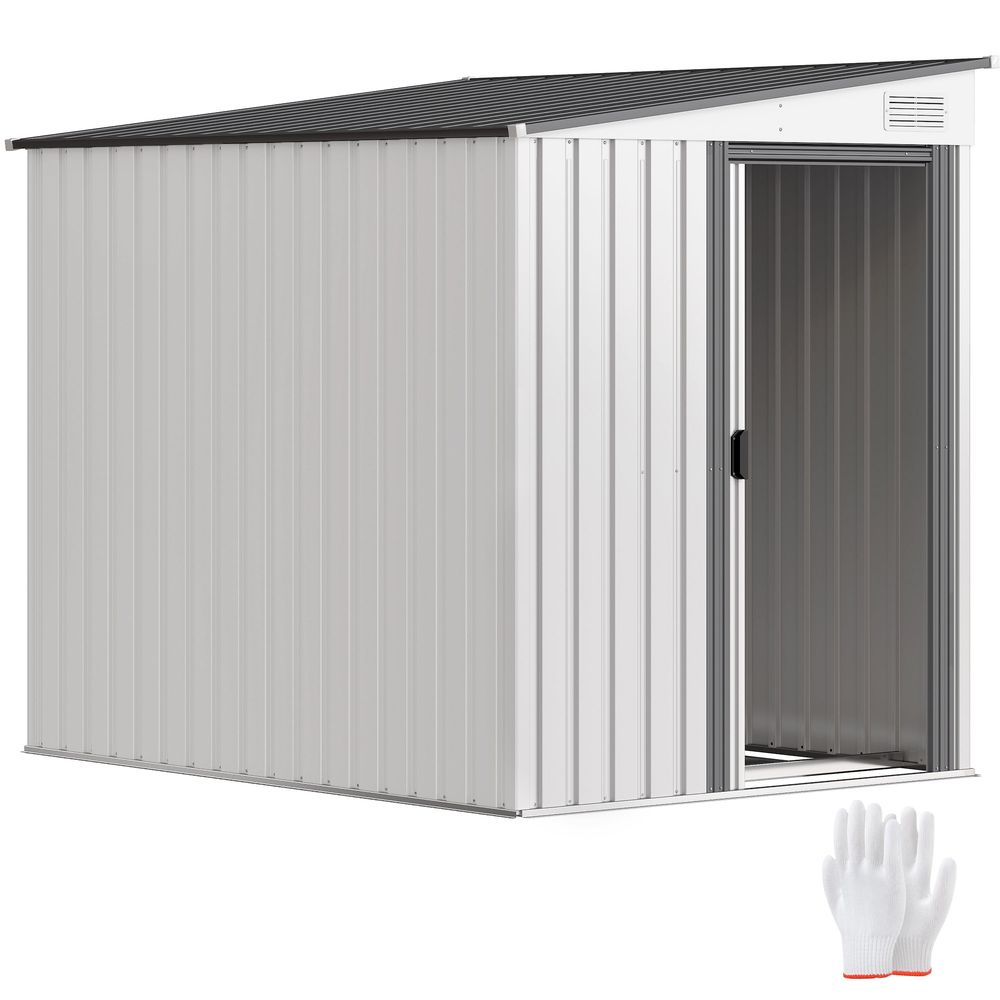Abri de jardin métal extérieur stockage vélos outils porte coulissante blanc - comfortxl outdoor living
