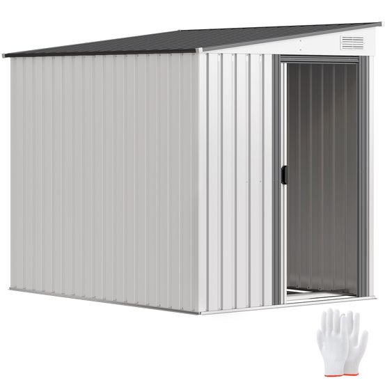 Abri de jardin métal extérieur stockage vélos outils porte coulissante blanc - comfortxl outdoor living
