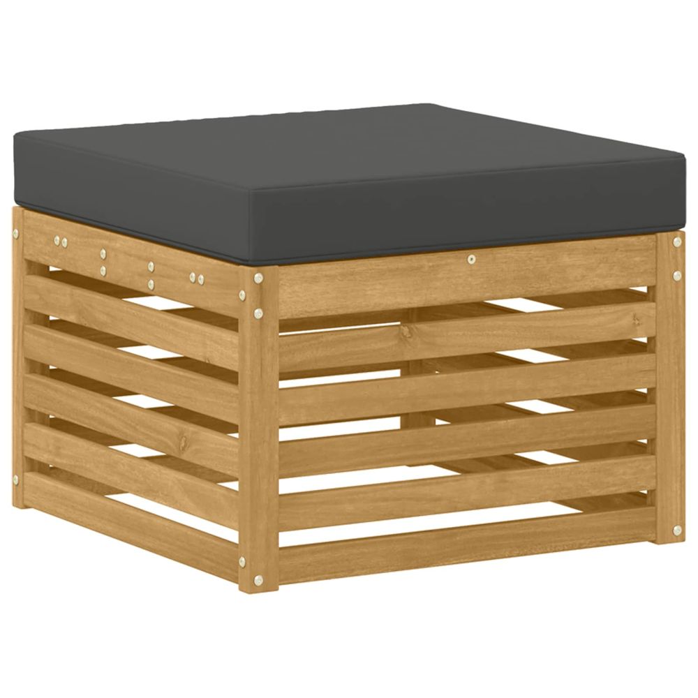 Pouf d'extérieur bois d'acacia massif blanc