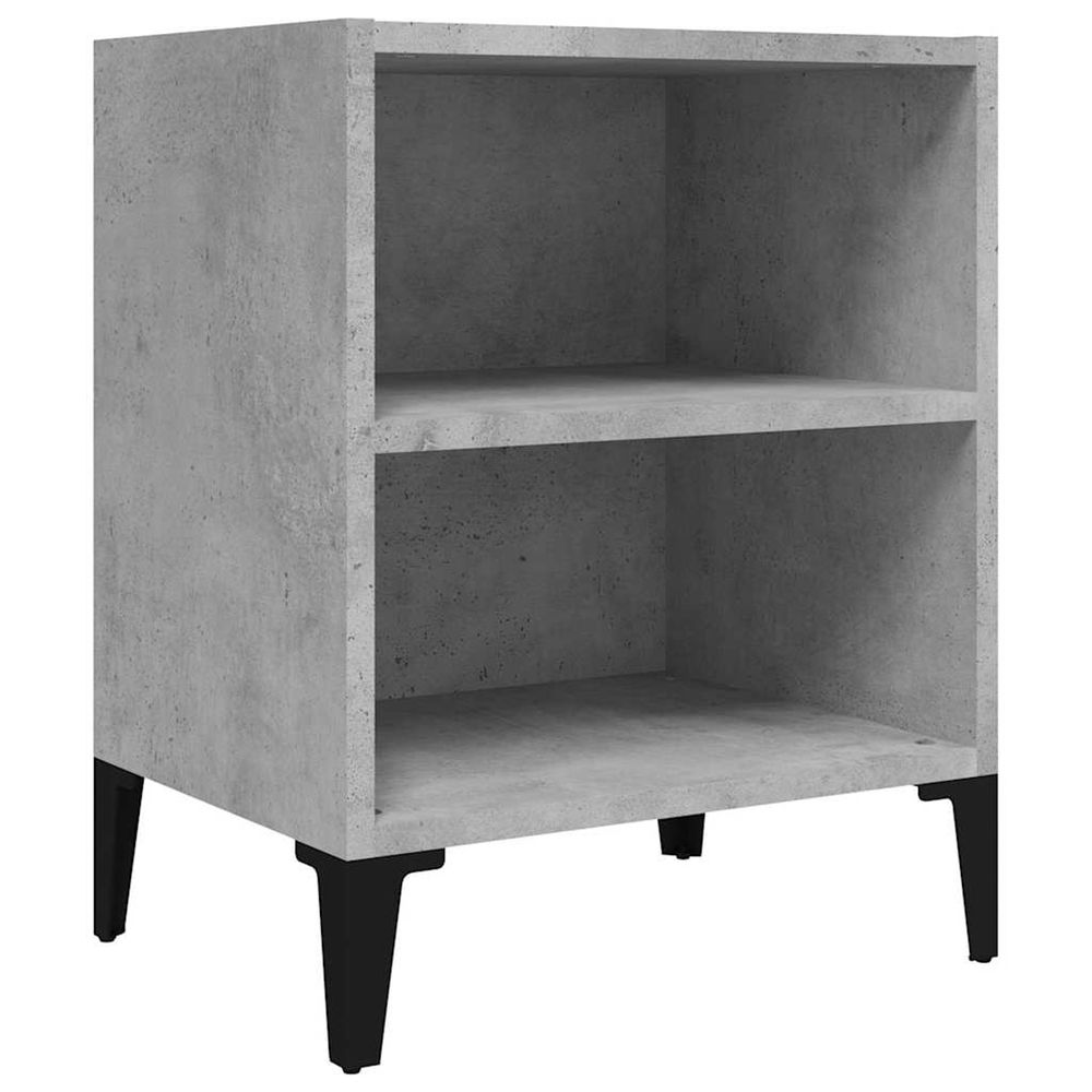 Table de chevet avec pieds en métal gris béton 40x30x50 cm