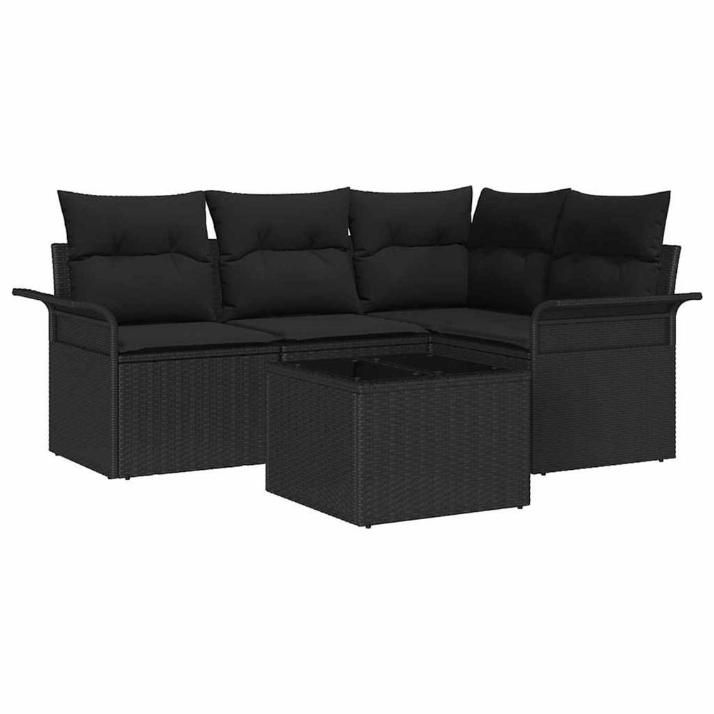 Ensemble de canapé de jardin 5 pc noir polyrotin
