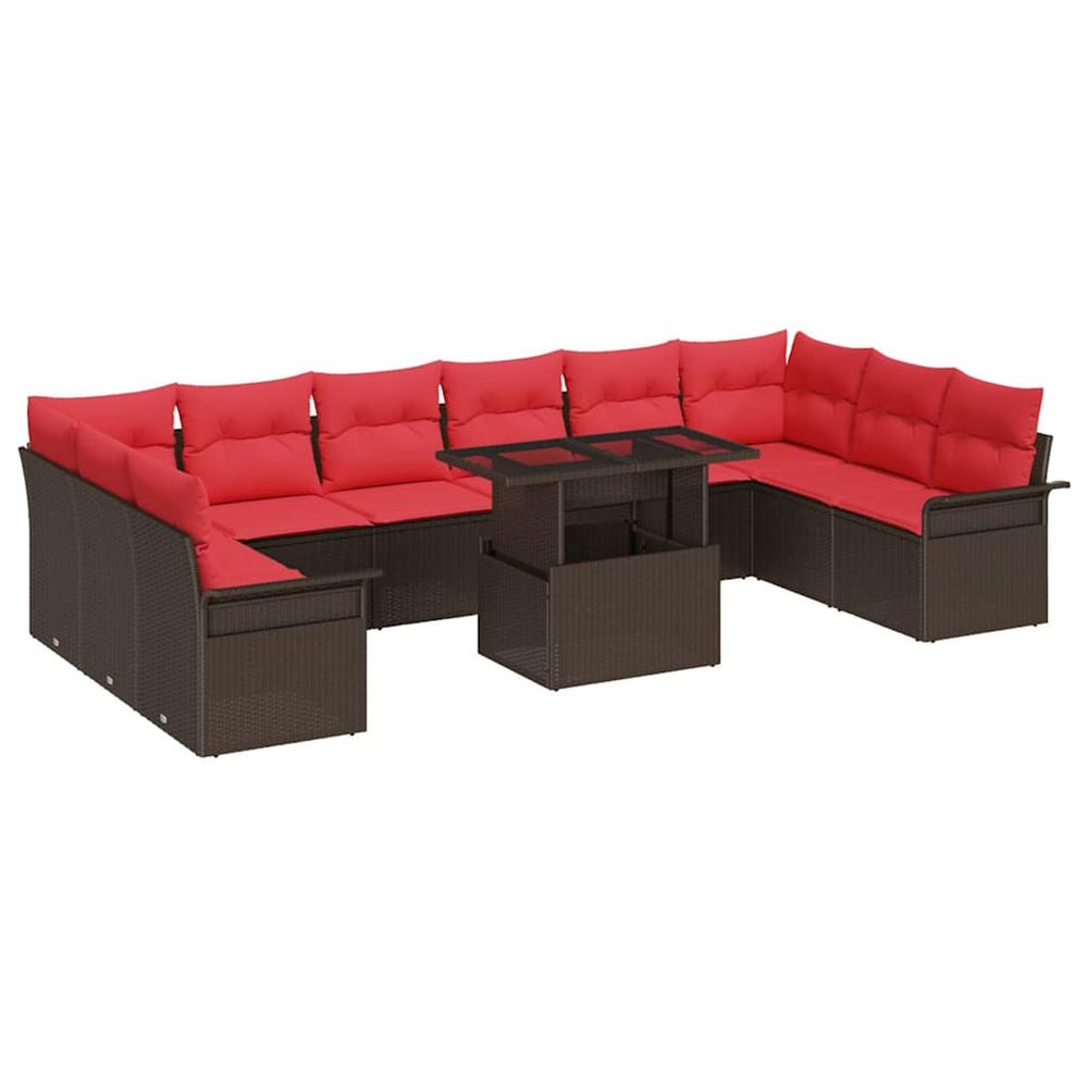 Ensemble de canapé de jardin 11 pc marron poly rattan