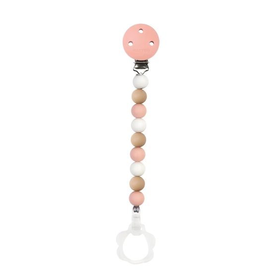 Attache tétine silicone rose blanc beige