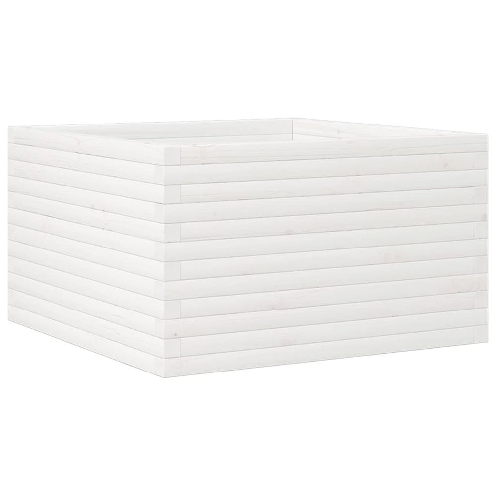 Jardinière blanc 80x80x45,5 cm bois de pin massif