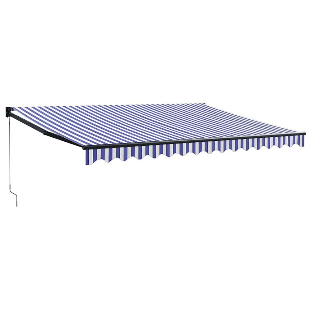 Auvent rétractable bleu et blanc 4x3 m tissu et aluminium