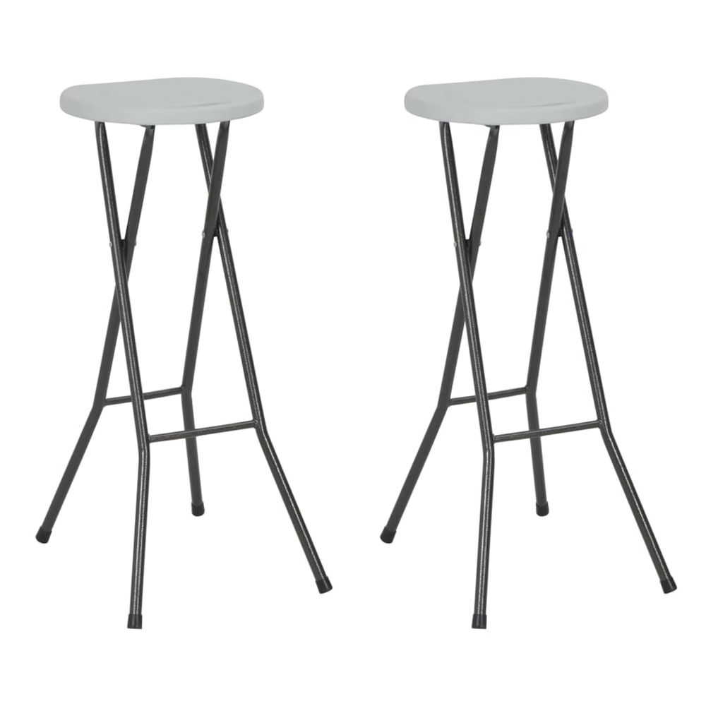 Tabourets de bar pliables lot de 2 pehd et acier blanc