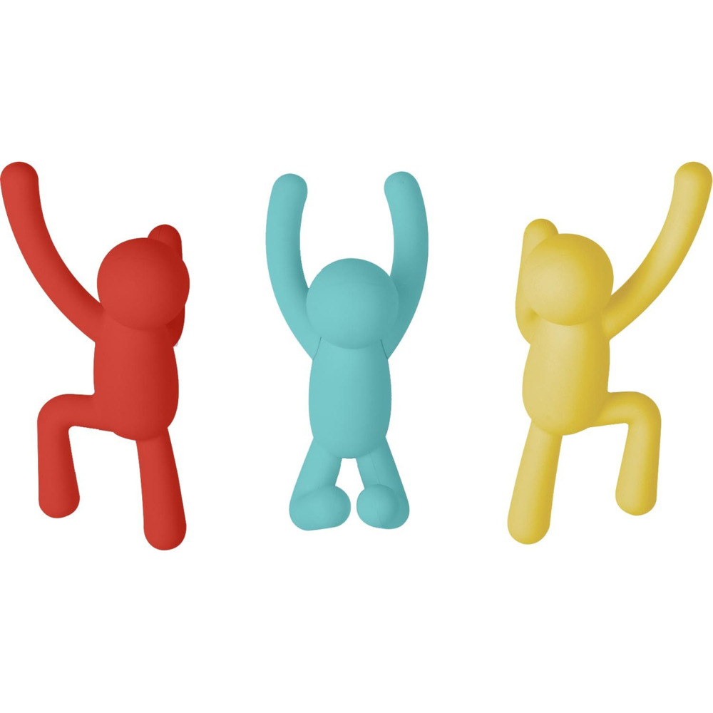 Patère bonhomme buddy (lot de 3) rouge - bleu - jaune