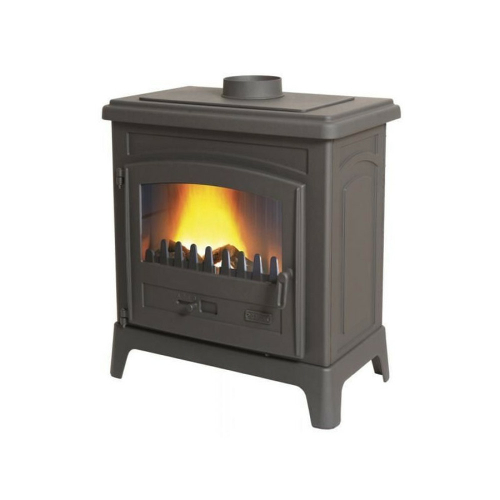 Poêle à bois fonte-fonteval -10 kw-peint anthracite version porte galb godin - 389143